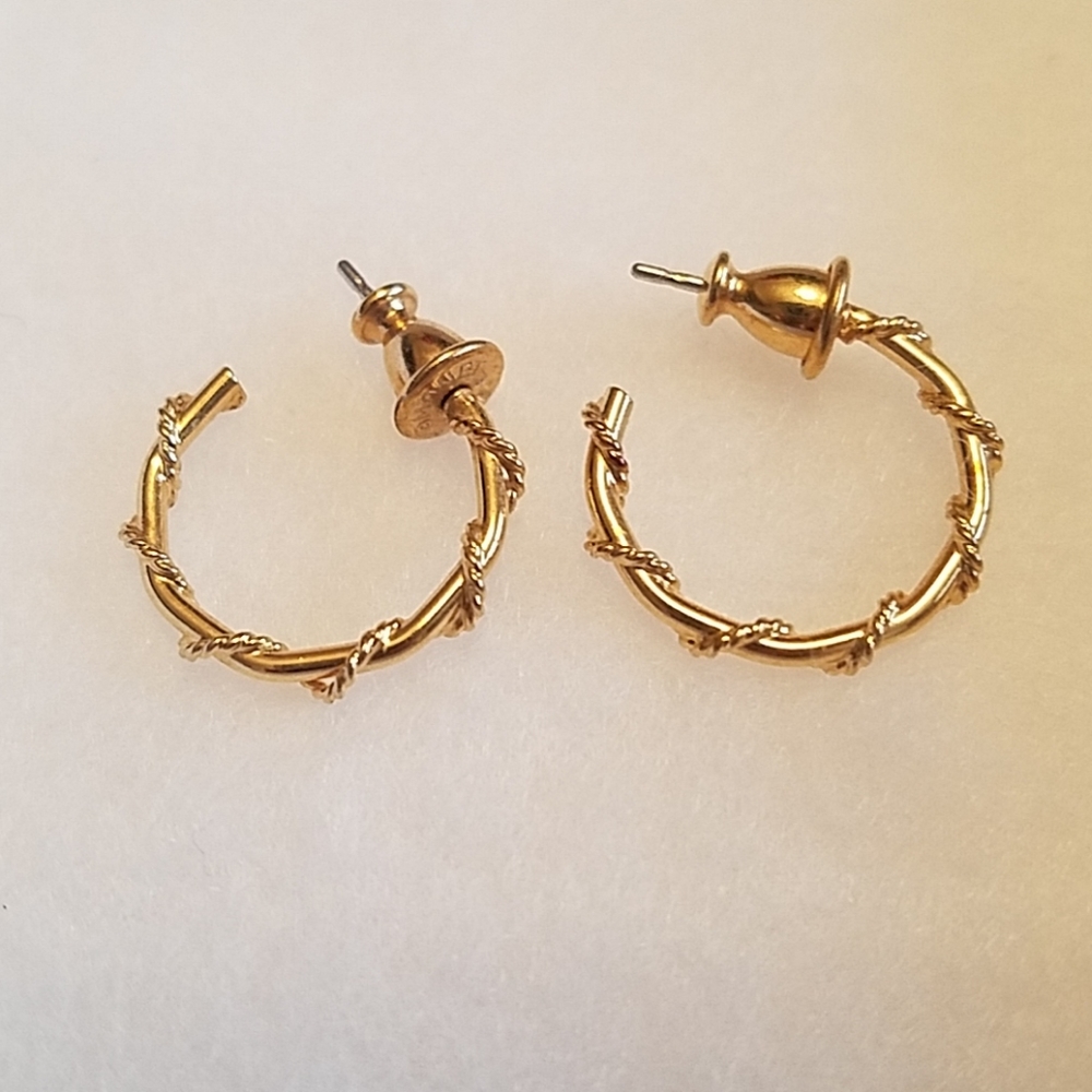 Vintage Gold "Bamboo" pierced earrings